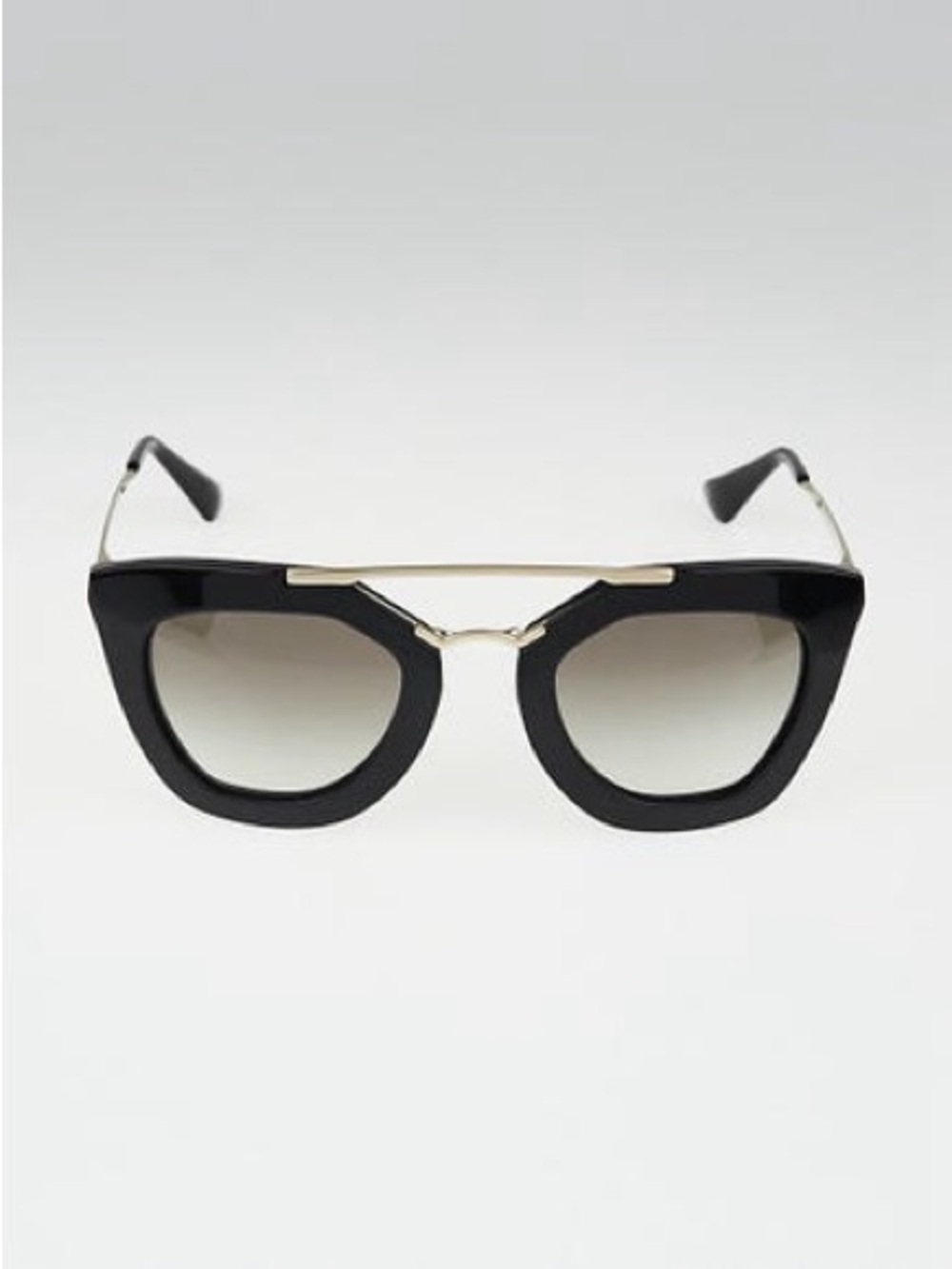 Prada SPR 09Q Cinema Sunglasses Black Gold Cat Eye 1AB-0A7 Made in Italy